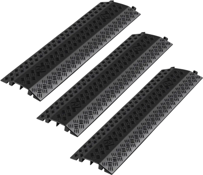 VEVOR Drop Over Cable Cover, 17,500 lbs/Axle Load Capacity, Heavy Duty Cable Hose Protector Ramp, Floor Cord Cover, for High Walking Traffic Areas, Indoor, Outdoor, Home, Office, Warehouse, 3 Pack