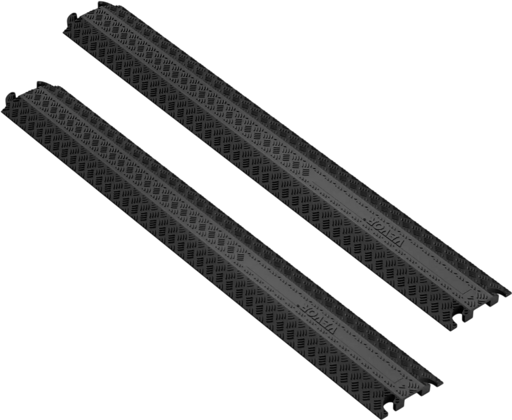 VEVOR 2-Pack Cable Protection Ramps, Supports Up to 2,000 lbs Per Axle, Durable Cord Safety Covers for Indoor & Outdoor Use, Ideal for Home, Office, Warehouse, and School Environments