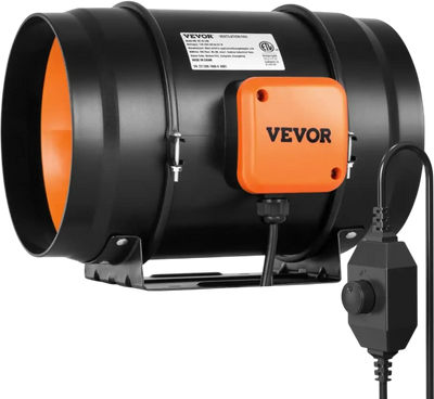 VEVOR Inline Duct Fan, 8-Inch 750 CFM with Variable Speed Controller, Quiet AC-motor Ventilation Exhaust Fan for Cooling Booster, Grow Tents, Hydroponics