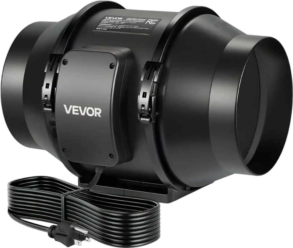 VEVOR Inline Duct Fan, 6 in Quiet Inline Exhaust Fan, 380 CFM Powerful AC-Motor Ventilation Fans for Cooling Booster, High Air Flow, Vent Blower Fans for Indoor Grow Tents Basement Hydroponics