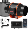 VEVOR Inline Duct Fan Kit Carbon Filter, 402 CFM 6 inch EC Motor Exhaust Ventilation Fan with 10-Speed, PWM Controller, App Control, Timer, Cooling System for Grow Tent, Indoor Gardening, Hydroponics