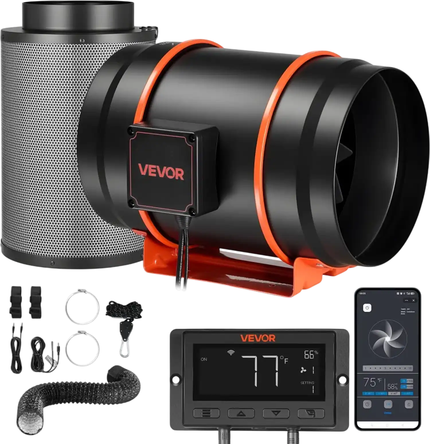 Vevor Inline Duct Fan Kit Carbon Filter 807 CFM 8