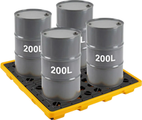 VEVOR Spill Containment Pallet, 4 Drum Low Profile Spill Containment Modular Platform, 31 Gallon Sump, 8818 lbs Load Capacity, Heavy-Duty Polyethylene Tray with Drain, 51.4