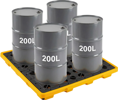 VEVOR Spill Containment Pallet, 4 Drum Low Profile Spill Containment Modular Platform, 31 Gallon Sump, 8818 lbs Load Capacity, Heavy-Duty Polyethylene Tray with Drain, 51.4