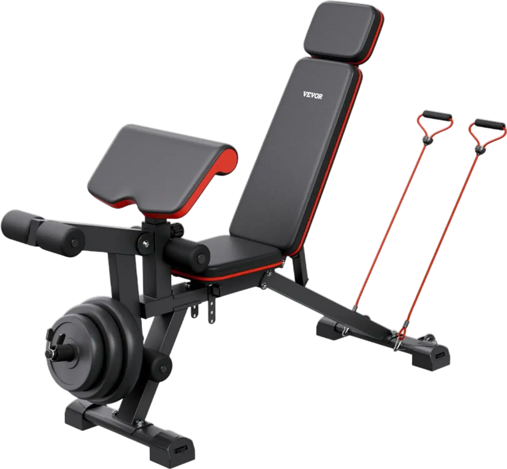 VEVOR Weight Bench, 800lbs Adjustable Weight Bench Press for Full Body Workout, Exercise Sit up Bench for Home Gym Strength Training, Flat Bench with with Leg Extension, Preacher Pad, Fast Adjustment