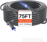 VEVOR Starlink Gen 2 Cable, 75 FT, 24 AWG Copper Core, Durable Extension Cable for Standard Generation 2, Compatible with Starlink Rectangular Satellite V2, Flexible Wiring for RV, Backyard or Camping