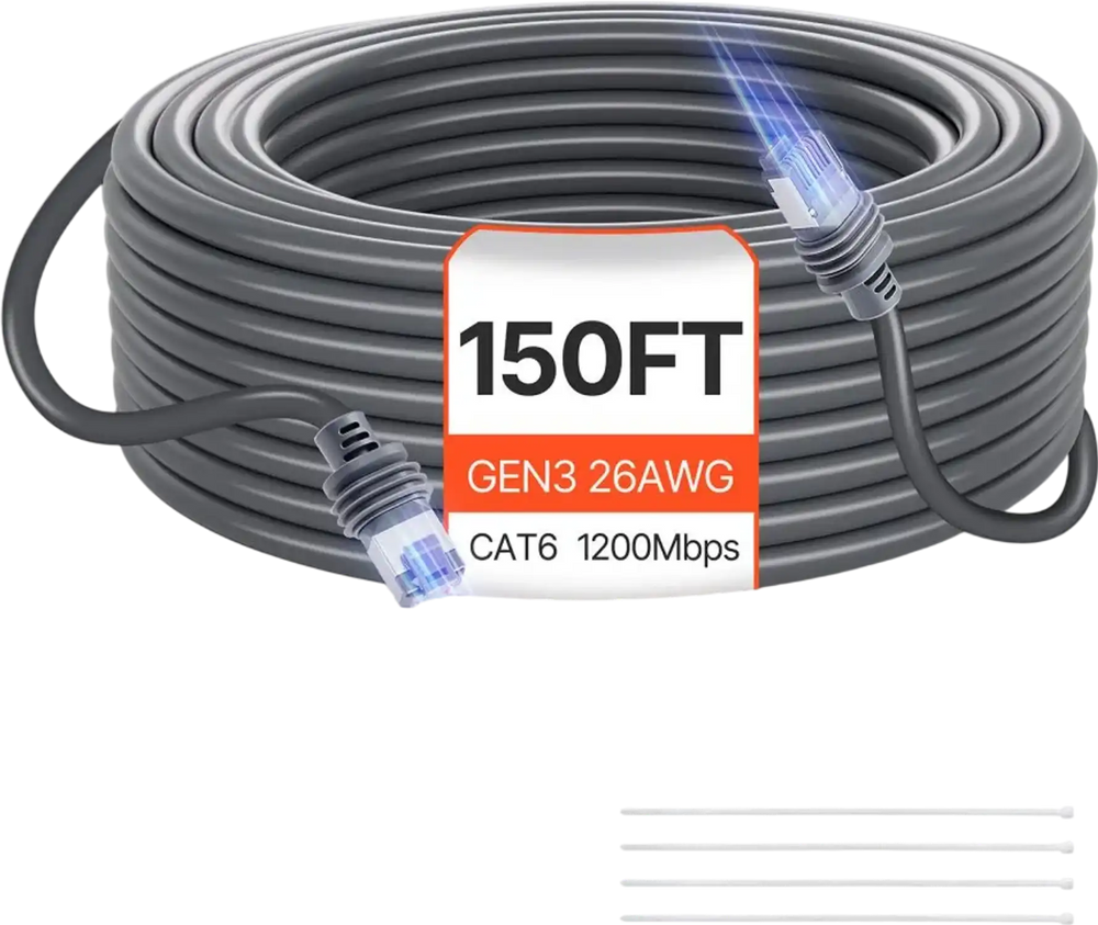 VEVOR Starlink Gen 3 Cable, 150 FT, 26 AWG Copper Core, Durable Extension Cable for Standard Generation 3, Compatible with Starlink Rectangular Satellite V3, Flexible Wiring for RV, Backyard, Camping