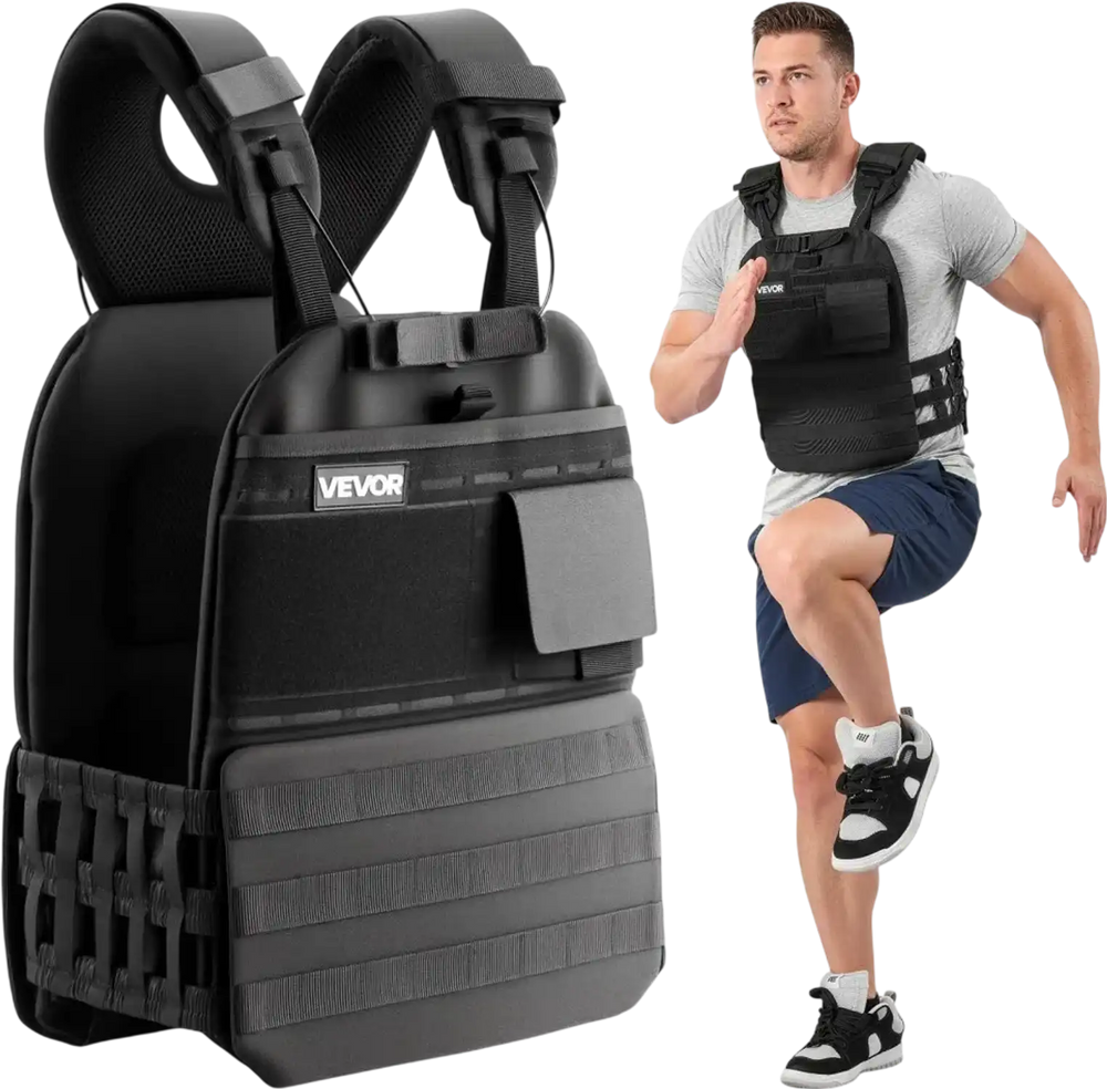 VEVOR Weighted Vest, Body Weight Vest with Shoulder Pad, and Reflective Stripe, Exercise Set for Men Women, Workout Equipment for  Strength Training, Running, Jogging, Fitness, Muscle Building