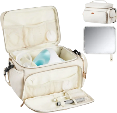 Vevor Breast Pump Bag Waterproof Mat Portable Pump Carrying Case Beige New