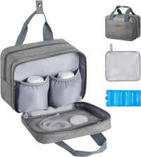 VEVOR Wearable Breast Pump Bag, Breast Feeding Bag with Ice Pack, Fits for M5/M6, Pumping Accessories & Breastmilk Storage, Portable Pump Carrying Case for Work, Travel & Family Use, Grey