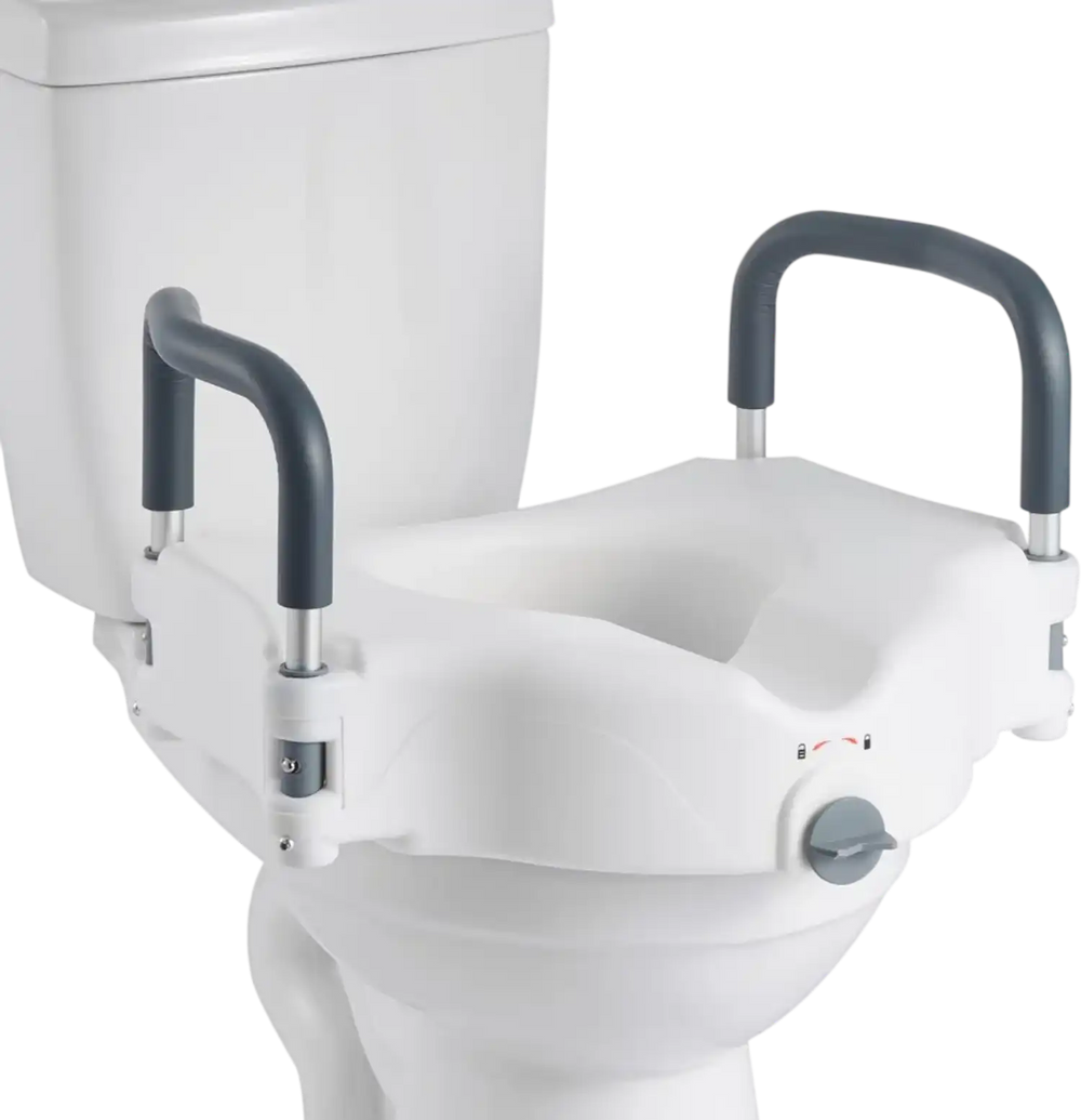 VEVOR Raised Toilet Seat with Arms, 300 lbs Load Capacity, 5-Inch Lift Height, Widened Commode Elevated Toilet Seat Riser with Padded Handles for Seniors, Elderly, Handicap, Disabled, and Adults Use