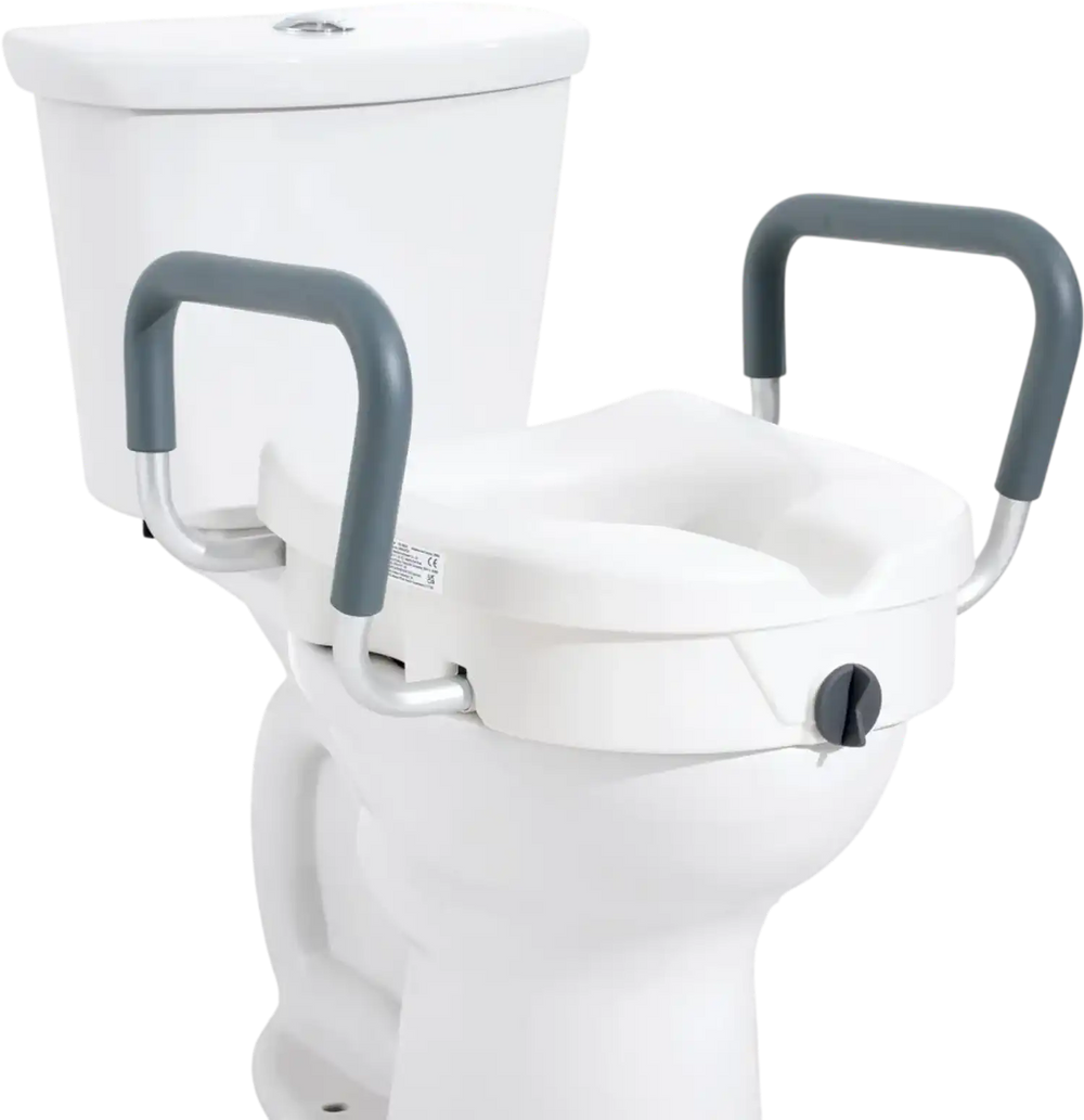 VEVOR Raised Toilet Seat, 5" Height Raised, 350 lbs Weight Capacity, for Round and Elongated Toilet, Twist Lock Installation,19.1" - 21.7" Adjustable Width, for Elderly, Handicap, Patient, Pregnant, M