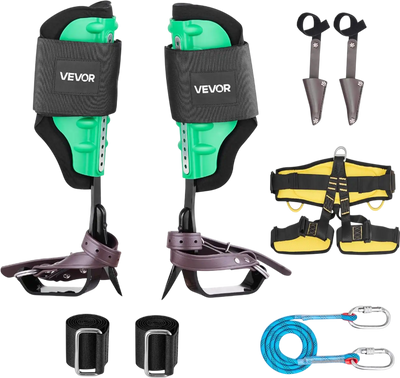 Vevor Tree Climbing Spikes Height-Adjustable Kit with Harness & Rope New