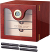 VEVOR Cigar Humidor Cabinet, Handmade Spanish Cedar Wood Cigar Humidor for 50-100 Cigars, Glass Cigar Desktop Storage Case with Digital Humidifier, Hygrometer and Shelves, Great Gift for Men