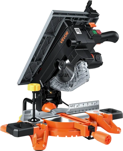 VEVOR Compound Miter Saw, 8-1/4 inch Blade, 2-in-1 Miter/Table Saw, with Precision Laser Alignment, Adjustable Angles, 4800 RPM, with Splash Guard, for Cutting Wood, Metals, Laminates, and Plastic