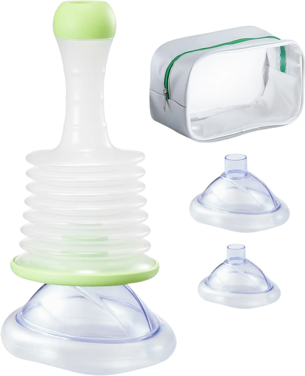 VEVOR Choking Rescue Device, Portable Airway Clear Anti Choking Suction Device with 3 Multi-size Masks and 1 Storage Bag, First Aid Kit for Removing Blocked Objects, for Home, School, Travel