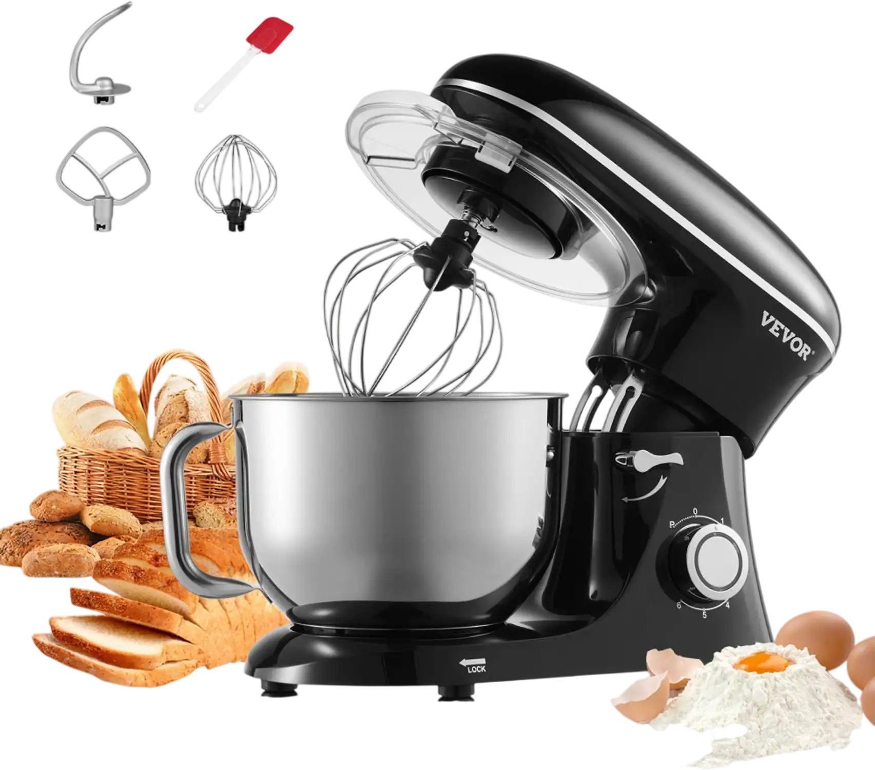 Vevor Stand Mixer 6 Qt Tilt-Head Food Mixer Black New