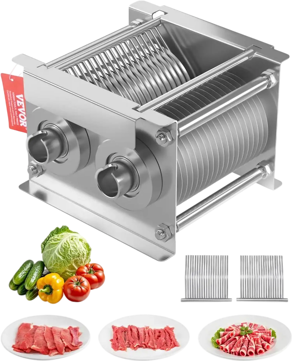 VEVOR Meat Cutter Machine Blade, 5 mm Blade for Commercial Meat Cutter, One Set Blade for SJY-DQ90 Meat Cutting Machine, Stainless Steel, Cutter Slicer Blade Set for Boneless Meat, Soft Vegetables