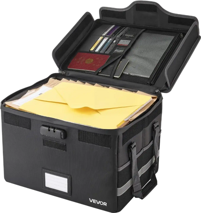 Vevor File Box Fireproof Waterproof Document Storage Box with Lock New