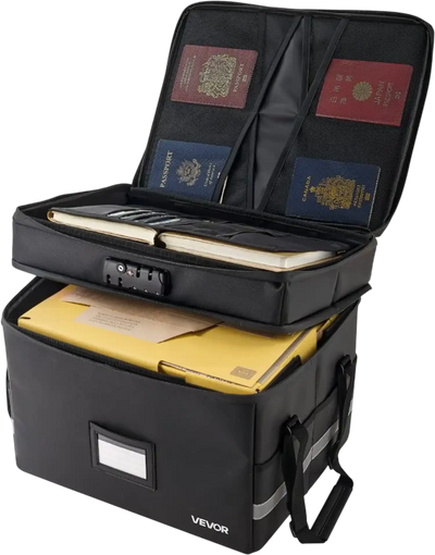 Vevor Fireproof Document Box Portable Waterproof File Storage Organizer New