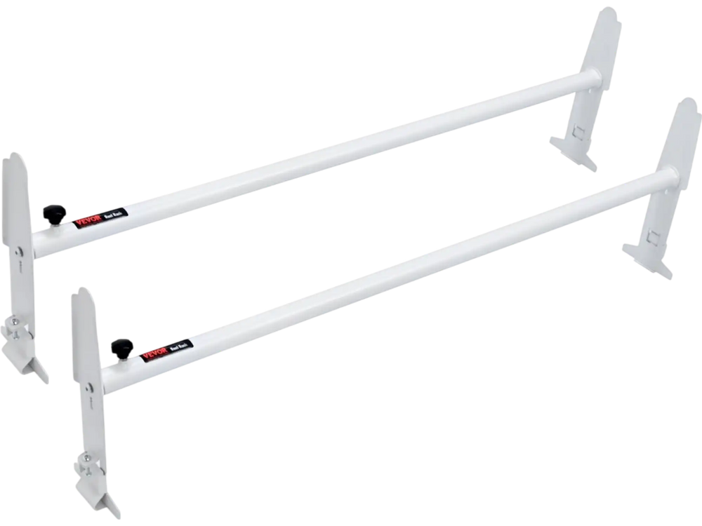 VEVOR Van Roof Ladder Rack, 2 Bar Alloy Steel Ladder Racks, Adjustable from 47.2"-78.7", 500 lbs Capacity, Roof Rack Compatible with Full-size Vans with Rain Gutter, Chevrolet Express, GMC Savana, etc