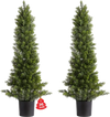 VEVOR Artificial Topiary Cedar Trees, 36 inch 2 Set Faux Pine Shrubs Plants, Fake Silk Tree Look Real, Easy Assembly for Decor Front Porch Outdoor Patio Garden Balcony Backyard Indoor Office