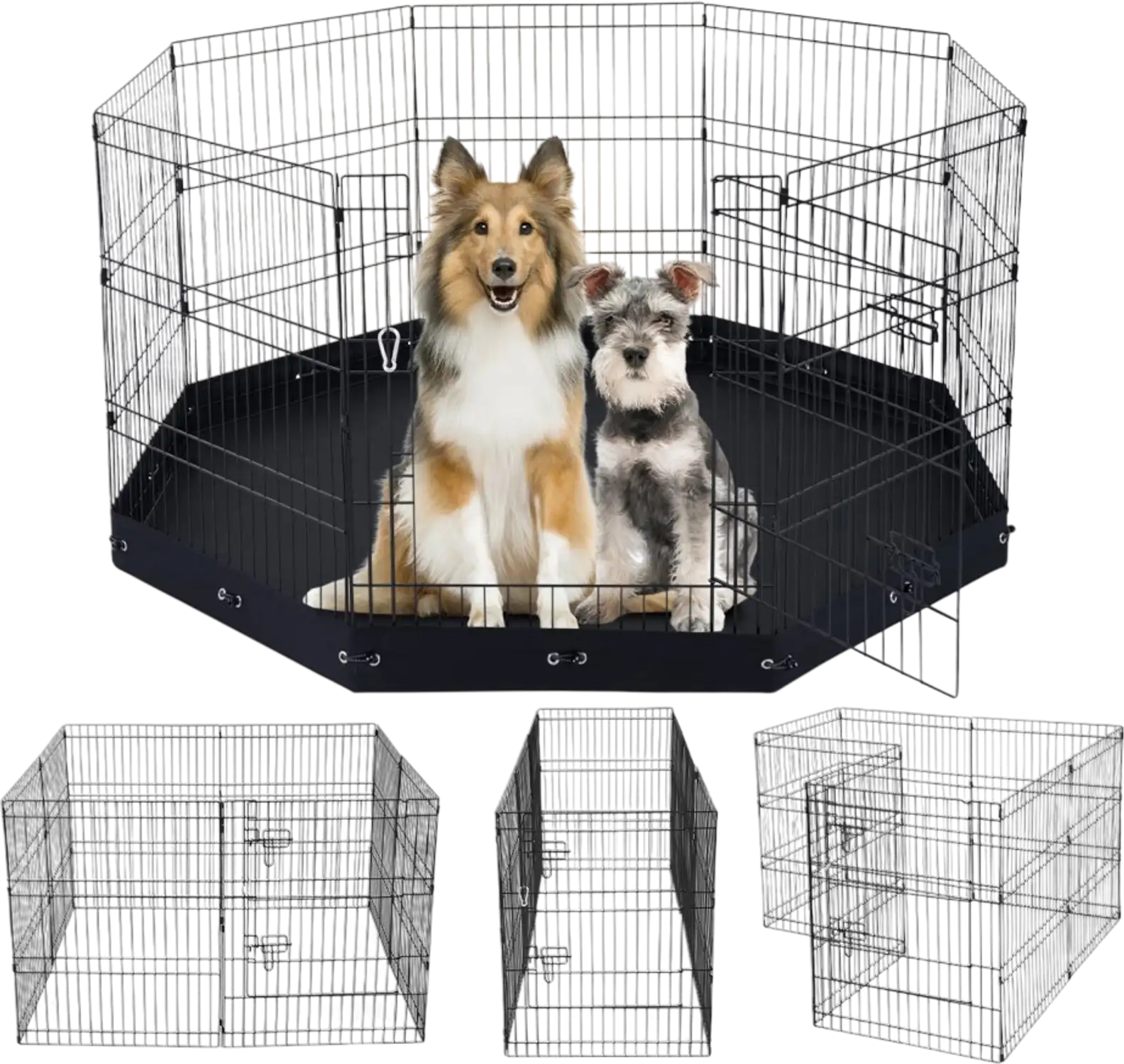Vevor Dog Playpen Foldable Metal Exercise Pen with Bottom Pad 30