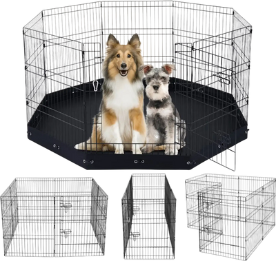 Vevor Dog Playpen Foldable Metal Exercise Pen with Bottom Pad 30