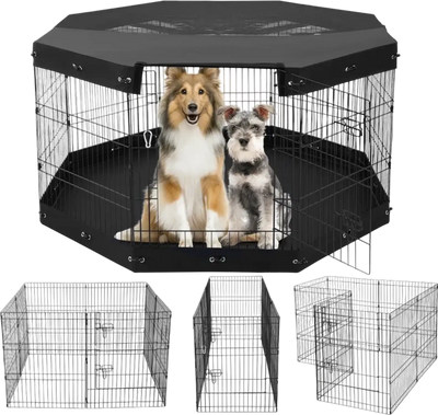 Vevor Dog Playpen 8-Panel Foldable Metal Exercise Pen with Pad Cover 30