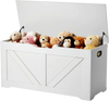 VEVOR Kids Storage Bench, Wooden Toy Box Chest, Large Storage Cabinet with Safety Hinge, Toddlers Storage Bench for Playroom, Living Room or Entryway, Easy Assembly, 38.98 x 15.55 x 18.9 in, White