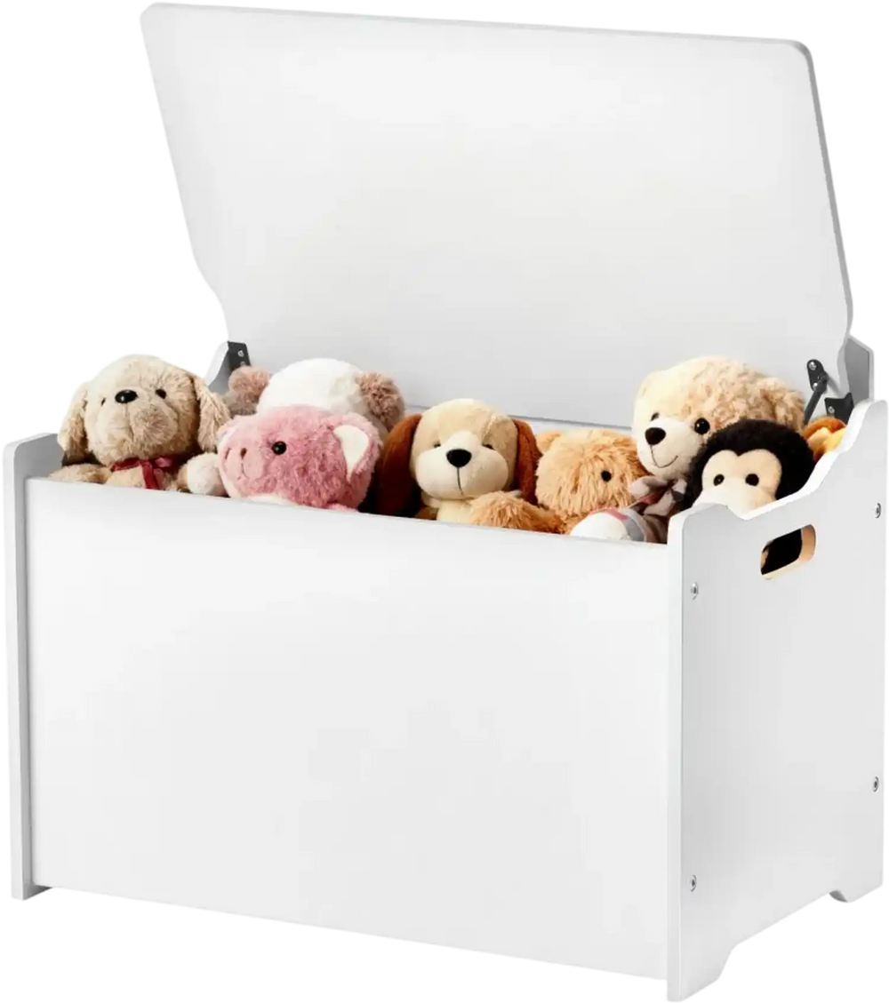 VEVOR Kids Storage Bench, Wooden Toy Box Chest with Backrest, Large Storage Cabinet with Safety Hinge, Toddlers Storage Bench for Playroom, Living Room or Entryway, 23.5 x 14.5 x 21.46 in, White