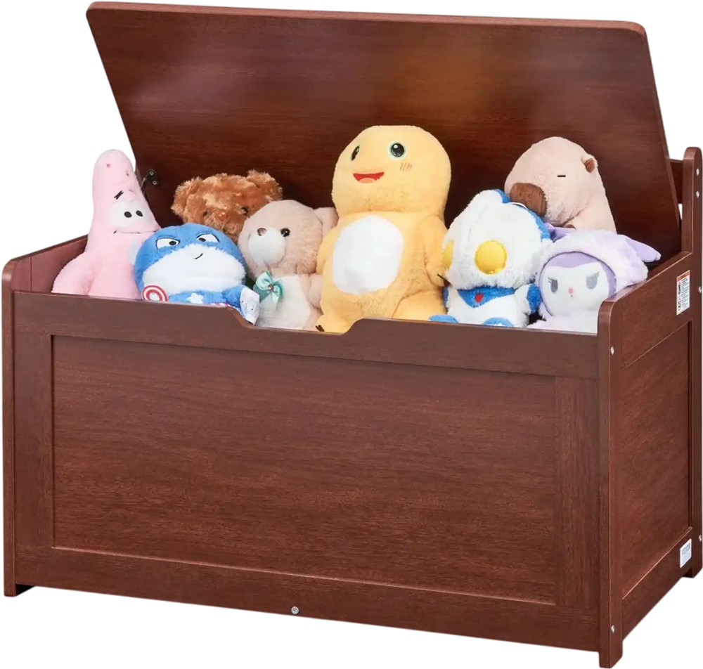 VEVOR Wooden Toy Chest for Kids, Toddler Toy Storage Box with Flip-Top Lid and Safety Hinge, 32.68 x 17.91 x 24.02" Large Kids Storage Bench for Playroom, Bedroom, Living Room or Entryway, Cherry