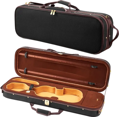 VEVOR 4/4 Full Size Violin Case, Built-in Hygrometer, Lightweight Portable Travel Carrying Bag, with Plush Lining, Shoulder Straps, Anti-Scratch, Professional Oblong Shape, for Violin, Black