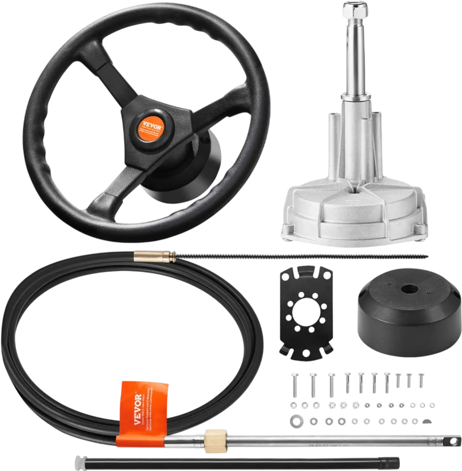 Vevor Outboard Steering System Marine Rotary Steering Kit with 15' Cable and 13.5