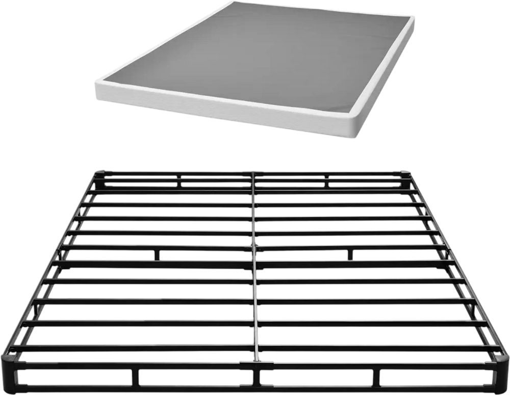 VEVOR Box Spring, Queen Size Bed Frame with Washable Fabric Cloth, Heavy Duty Metal Frame for Queen Bed, 4 in Mattress Foundation, 3500 lbs Max Weight Capacity, Easy Assembly, 79.1 L x 59.4 W x 4 H in