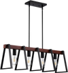 VEVOR 4-Light Kitchen Island Pendant Lights, 60W, Adjustable Dining Room Light Fixture with 2 x 6'' and 6 x 12'' Rods, Industrial Metal Frame Farmhouse Linear Chandeliers Lighting for Dining Room, E26