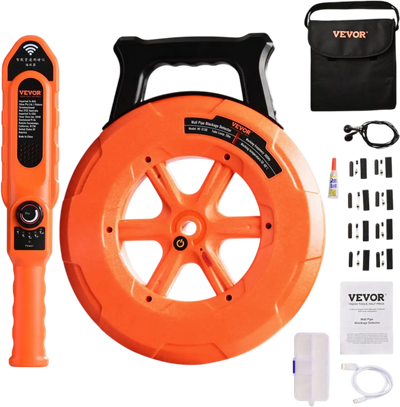 VEVOR Pipe Locators, 100ft/30m PVC Pipe Locators Underground, IP67 Waterproof Pipe Blockage Detector with Adjustable Sensitivity, Sewer Wall Scanner Plumbing Tool for PVC Plastic Metal Water Pipes