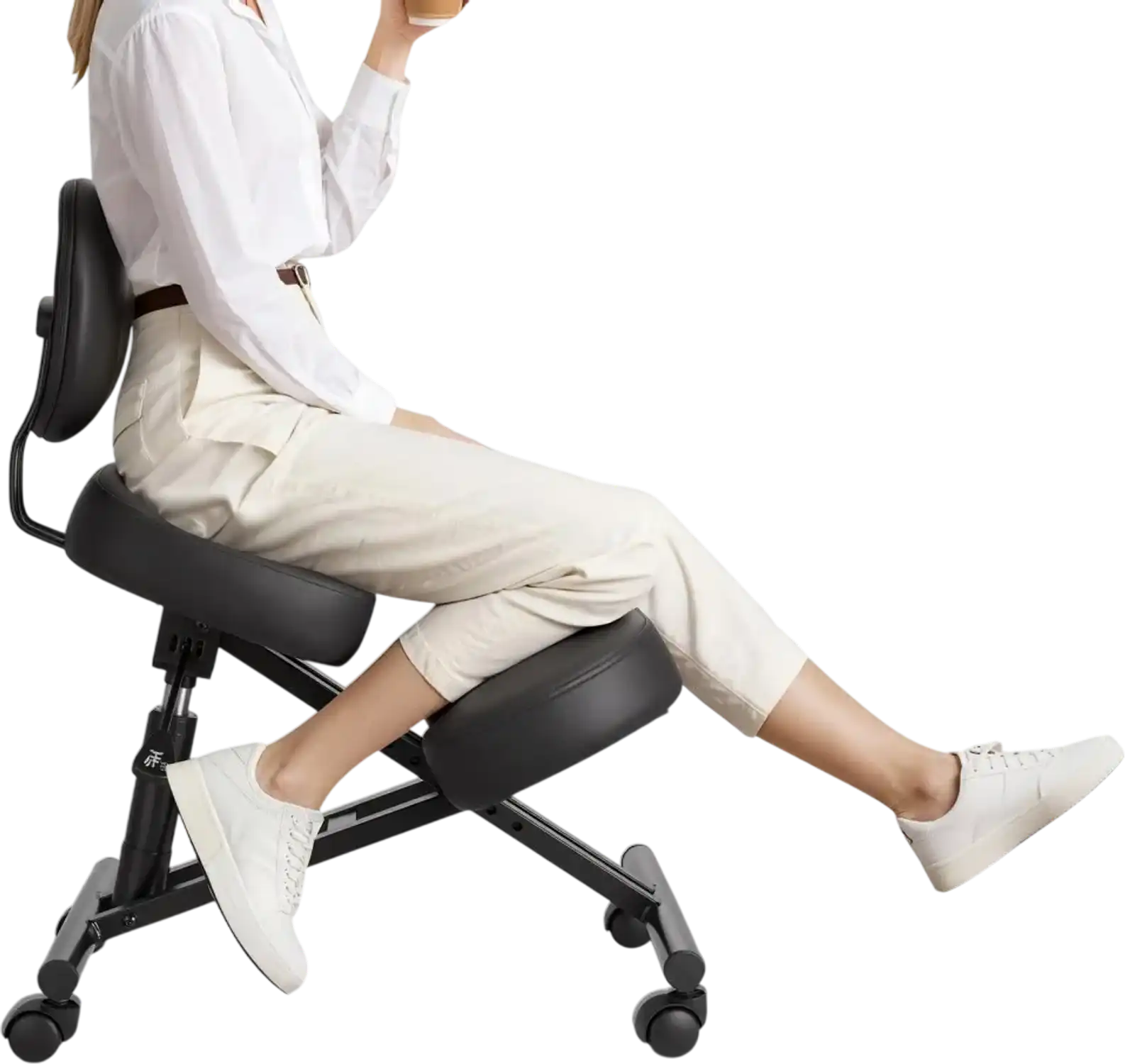 Vevor Kneeling Chair Ergonomic Adjustable Height Backrest & Wheels Black New
