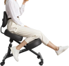 VEVOR Ergonomic Kneeling Chair with Backrest & Wheels, Mobile X-Shaped Posture Knee Chair with Adjustable Height & Thick Foam Cushions, Relief for Neck or Back Pain for Home, Office, Meditation, Black
