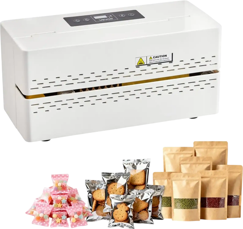 VEVOR Continuous Sealing Machine, 0.32-0.47 in Seal Width, Automatic Continuous Band Sealer with Digital Temperature Control, Automatic Shutdown, Heat Sealing Machine for 0.002-0.0.008 in Plastic Bags