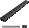 VEVOR Trench Drain, 39.6 x 4.1 x 2.4 in, 5 Pack Linear Drainage Channel, HDPE Channel Drain with Grates & End Caps, Premium Outdoor Drainage System for Driveway, Patio, Pool, Garden, Yard, Black