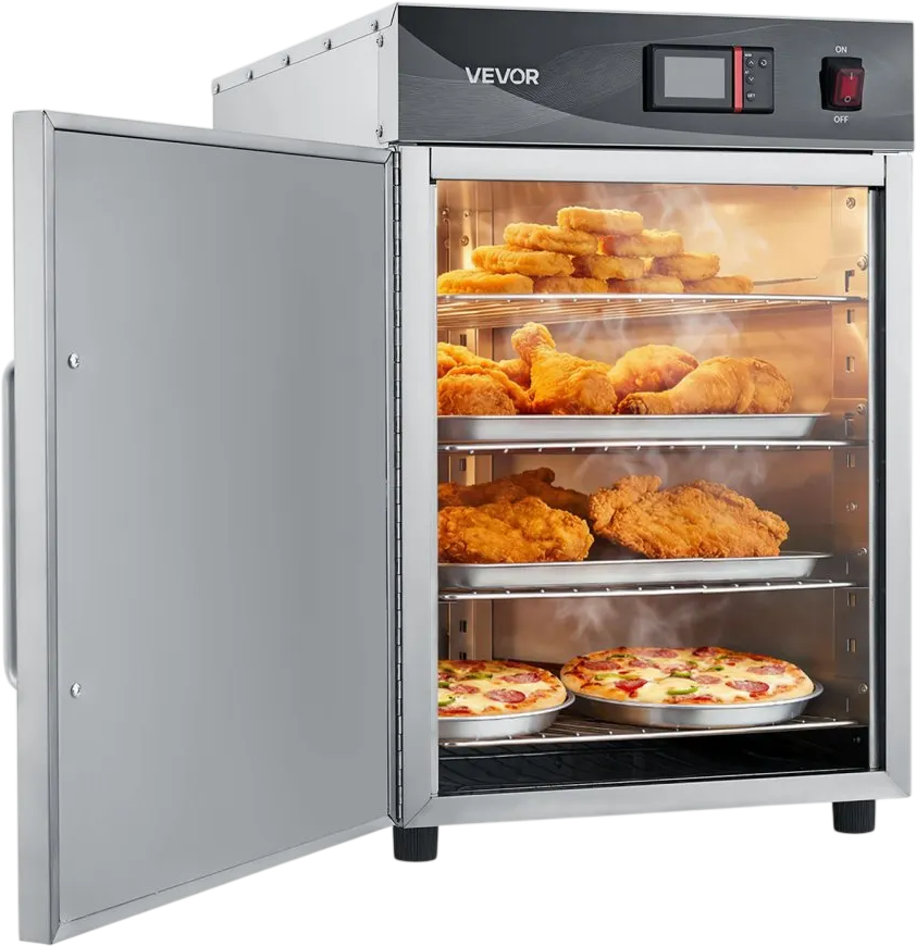 Vevor Hot Box Food Warmer 4-Tier Single Door with Water Tray Adjustable Shelves 800W New