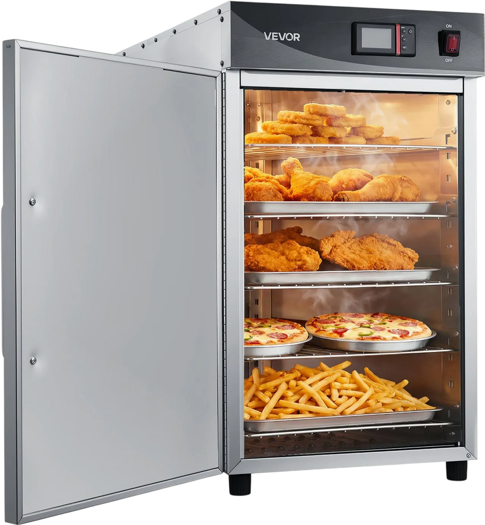 VEVOR Electric Hot Box Food Warmer, 5-Tier Commercial Warming Cabinet with Water Tray, Single-Door and Adjustable Shelves, Stainless Steel Food Warmer Cabinet, for Restaurant, Kitchen, Pizza, Chicken