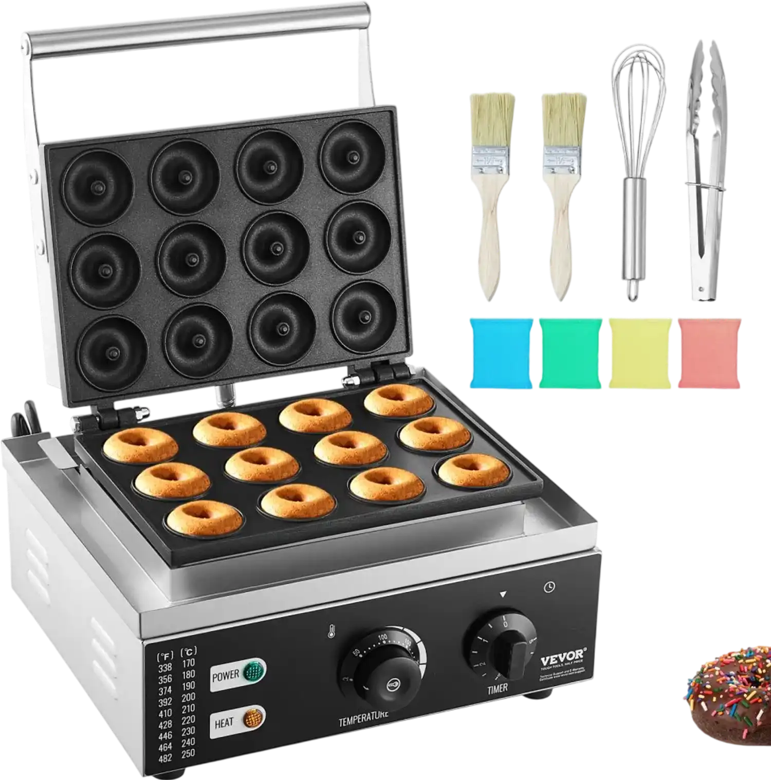 Vevor Donut Maker Commercial 12-Hole Electric Non-Stick 1550W New