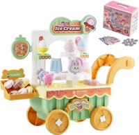 VEVOR Ice Cream Cart for Kids, 27 PCS Accessories, Pretend Play Store with Storage Trolley with Pretend Money, Sound & Light Effects, Montessori Educational Ice Cream Truck Toys for Toddlers 3+