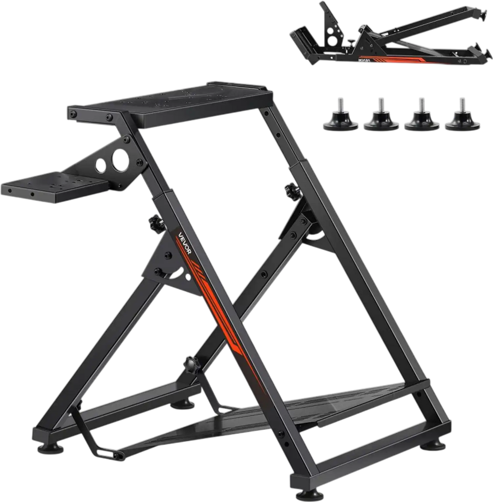 VEVOR Racing Wheel Stand, Adjustable & Foldable Simulator Stand for Logitech G923 G920 G29 G27, Thrustmaster T300RS TX F458 T500RS T3PA-PRO(F1/GT) Gaming Cockpit,Pedals Simulator NOT Included,Compact