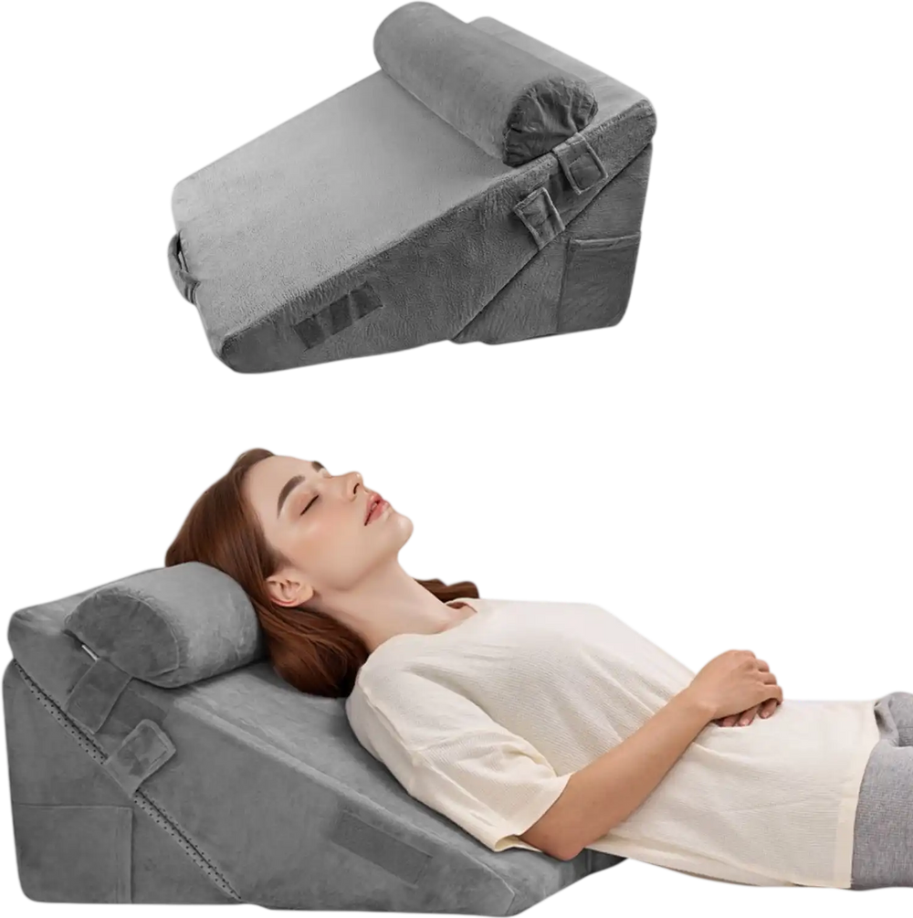 VEVOR Bed Wedge Pillow for Sleeping, 3 Pcs Adjustable Orthopedic Bed Wedge Set, with Washable Cover & Foam Support, Post Surgery Pillow for Acid Reflux, Back Pain, Snoring Relief & GERD, Dark Grey