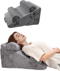 VEVOR Wedge Pillow for Sleeping, 4 Pcs Adjustable Orthopedic Bed Wedge Set, Support Arm Leg Neck Shoulder, Post Surgery Pillow for Back Pain, Acid Reflux, Snoring Relief, Sitting up in Bed, Dark Grey