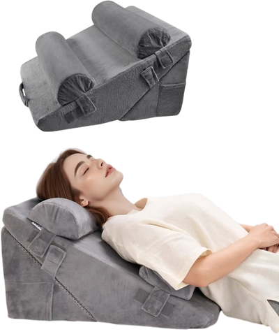 Vevor Wedge Pillow Adjustable Orthopedic Bed Set for Sleeping 4-Pc Dark Gray New