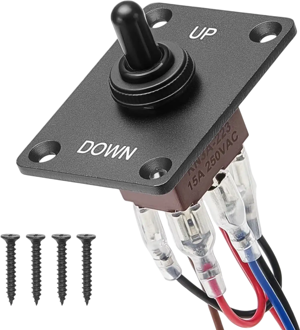 VEVOR Toggle Switch, 6 Pin Momentary Polarity Reversing Toggle Switch (ON)-Off-(ON) DC 12V/30A AC 250V/15A - with Up Down Mounting Panel & Waterproof Boot Cap for Auto Car Marine Boat